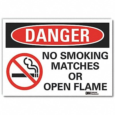 No Smoking Danger Rflctv Label 5inx7in