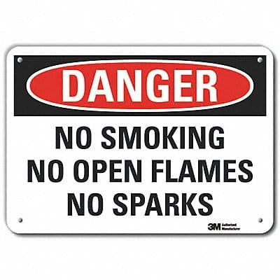 Rflctv No Smoking Dangr Sign 10x14in Alu