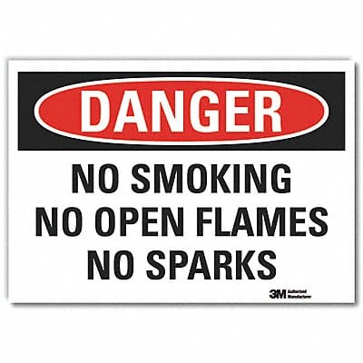 No Smoking Danger Rflctv Label 10inx14in