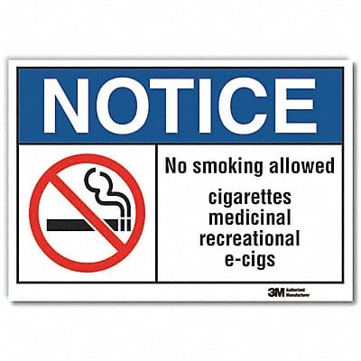 No Smoking Notice Rflctv Label 3.5inx5in