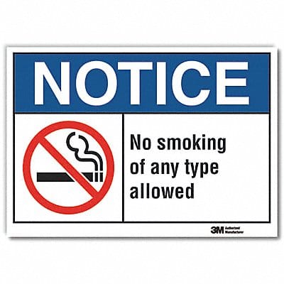 No Smoking Notice Rflctv Label 7inx10in