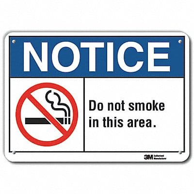 No Smoking Sign 7 in x 10 in Aluminum