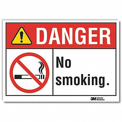 No Smoking Danger Rflctv Label 10inx14in