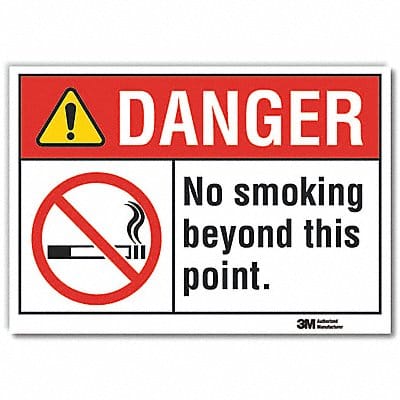 No Smoking Danger Rflct Label 7inx10in No Smoking Danger Rflct Label 7inx10in