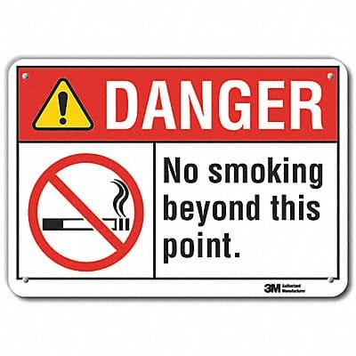 Rflctv No Smoking Dangr Sign 10x14in Alu