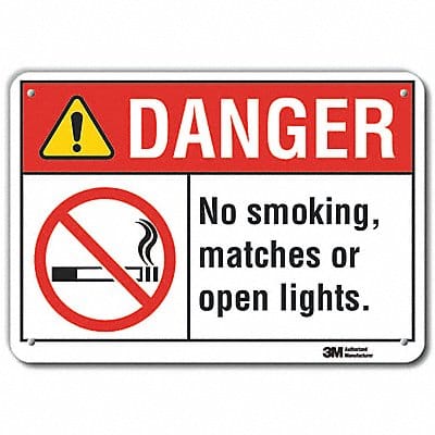 Rflct No Smoking Danger Sign 7x10in Alum