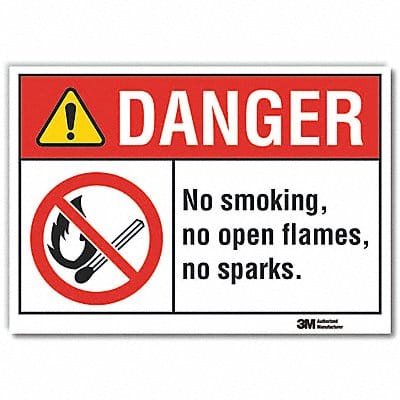 No Smoking Danger Rflctv Label 7inx10in