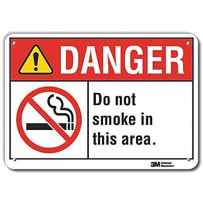 Rflctv No Smoking Dangr Sign 10x14in Alu