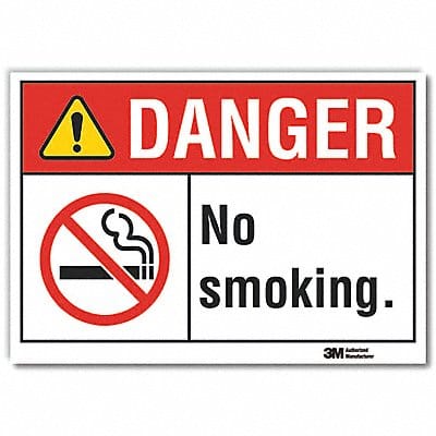 No Smoking Danger Rflctv Label 7inx10in