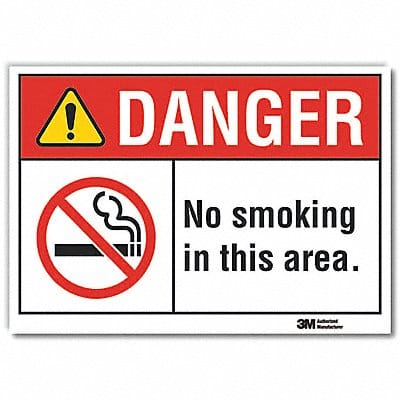 No Smoking Danger Rflct Label 7inx10in