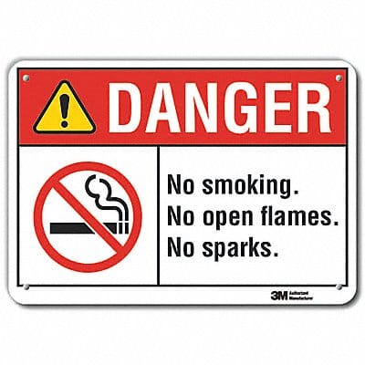 Rflctv No Smoking Dangr Sign 10x14in Alu