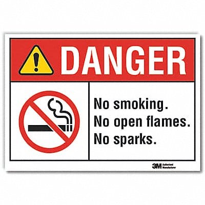 No Smoking Danger Rflctv Label 10inx14in