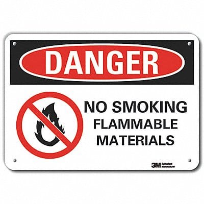 Rflctv No Smoking Dangr Sign 10x14in Alu