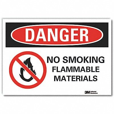 No Smoking Danger Rflctv Label 3.5inx5in