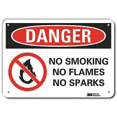 Rflctv No Smoking Dangr Sign 10x14in Alu