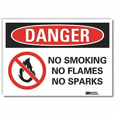 No Smoking Danger Rflctv Label 3.5inx5in