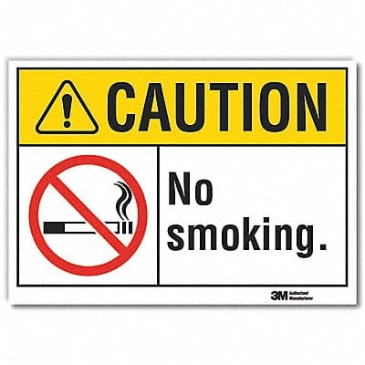 No Smoking Caution Rflctv Labl 3.5inx5in