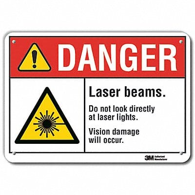 Rflctv Laser Area Danger Sign 10x14in