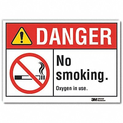 No Smoking Danger Rflctv Label 10inx14in