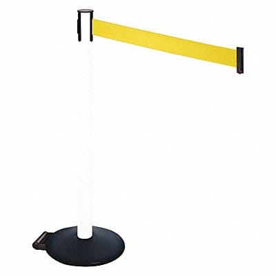 Barrier Post PVC Post Ylw Belt w/Wheels