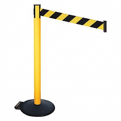 Barrier Post Black/Yellow Belt w/Wheels