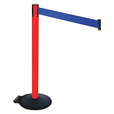 Barrier Post PVC Post Blue Belt w/Wheels