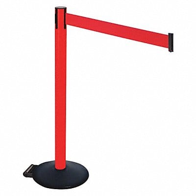Barrier Post PVC Post Red Belt w/Wheels