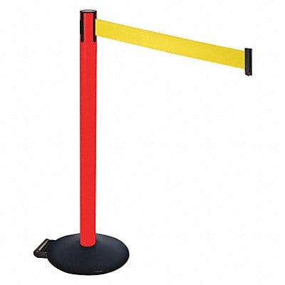 Barrier Post PVC Post Ylw Belt w/Wheels