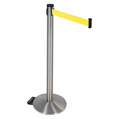 Barrier Post Yellow Belt w/Wheels Sloped