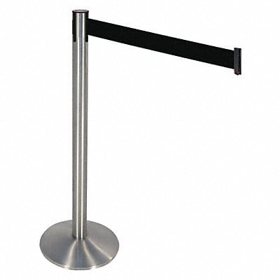 Barrier Post SS Blk Belt Cast Iron Base