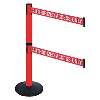 Barrier Post 40in. H Red/White Belt Text