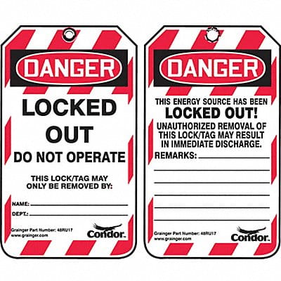 Lockout Tag 3-1/4 in.W 3/8in.Hole PK25