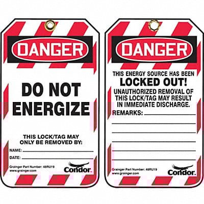 Lockout Tag 3-1/4 in.Wx5-3/4in.H PK10 Lockout Tag 3-1/4 in.Wx5-3/4in.H PK10