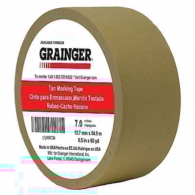 Masking Tape 1/2 W 60 yd L Tan