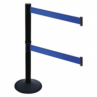 Barrier Post Blk Blue Belt 2 Belts 40inH