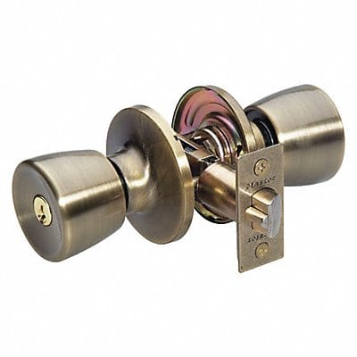 Knob Lockset Tulip Style Antique Brass