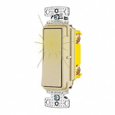 Pilot Light Wall Switch Ivory 15A 1/2 HP