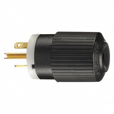 Straight Blade Plug Black/Wht 250VAC
