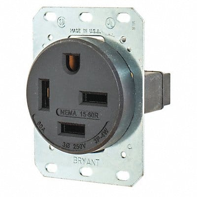 Receptacle Black 60A 10.0 HP 3 Poles