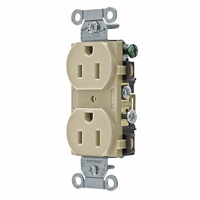 Receptacle Ivory 15A Nylon 2 Poles