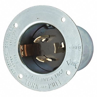 Flanged Locking Inlet 600VAC/250VDC 50A