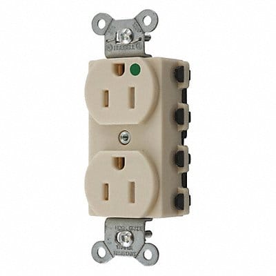 Receptacle Ivory 15 A 2P3W Back 1PK