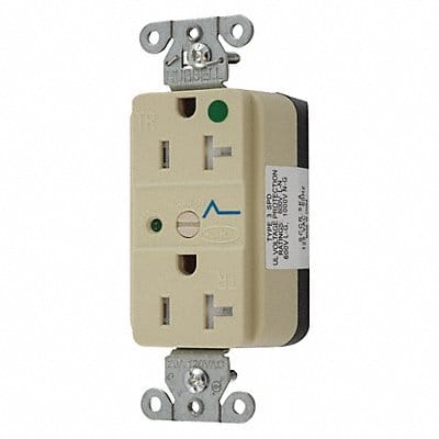 Receptacle Ivory 20 A 2P3W Back 1PK