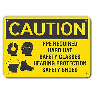 Caution Sign 7 in x 10 in Aluminum