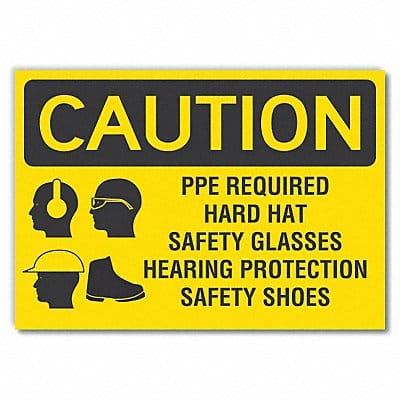 Ppe Caution Rflctv Label 10inx14in