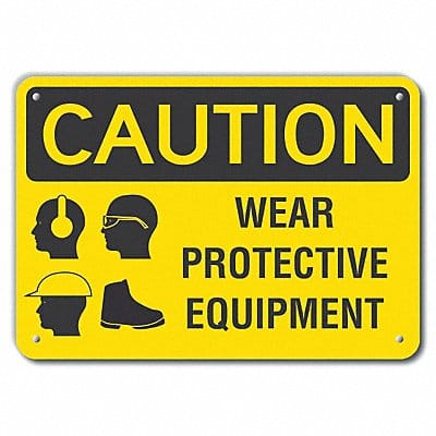 Caution Sign 7 in x 10 in Aluminum