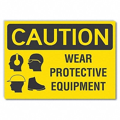 PPE Caution Rflct Label 10 in x 14 in