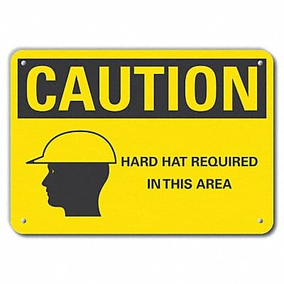 Rflct Hard Hat Caution Sign 7x10in Alum