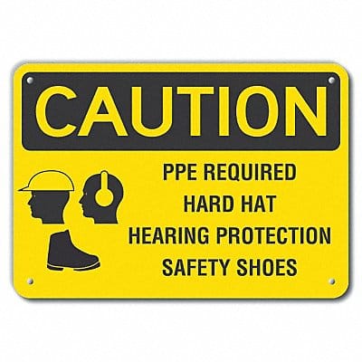 Rflct PPE Caution Sign 10x14in Alum
