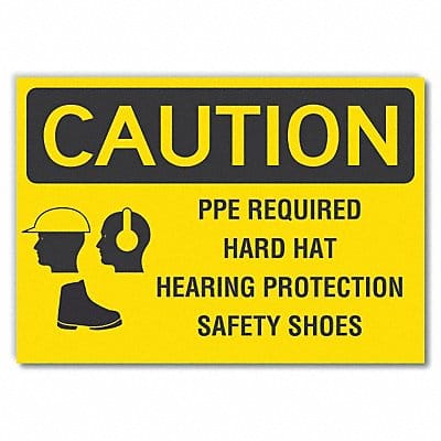 PPE Caution Rflct Label 5 in x 7 in